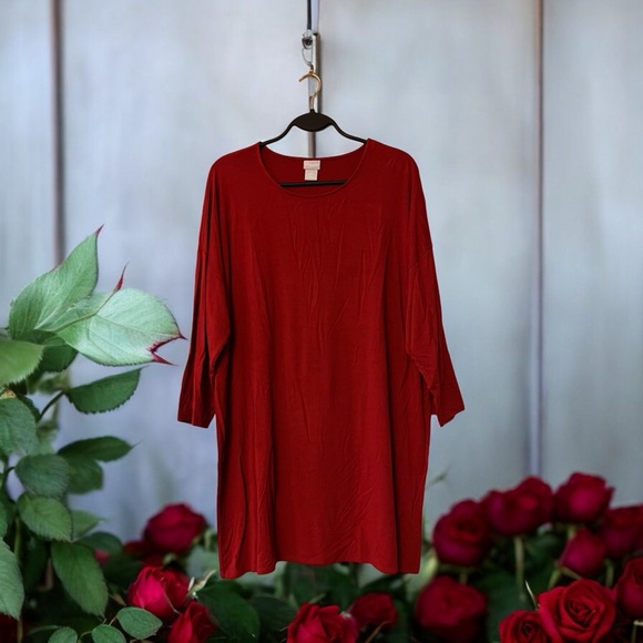 Chico’s Red 3/4 Sleeve T-Shirt Tunic Top - Picture 8 of 12